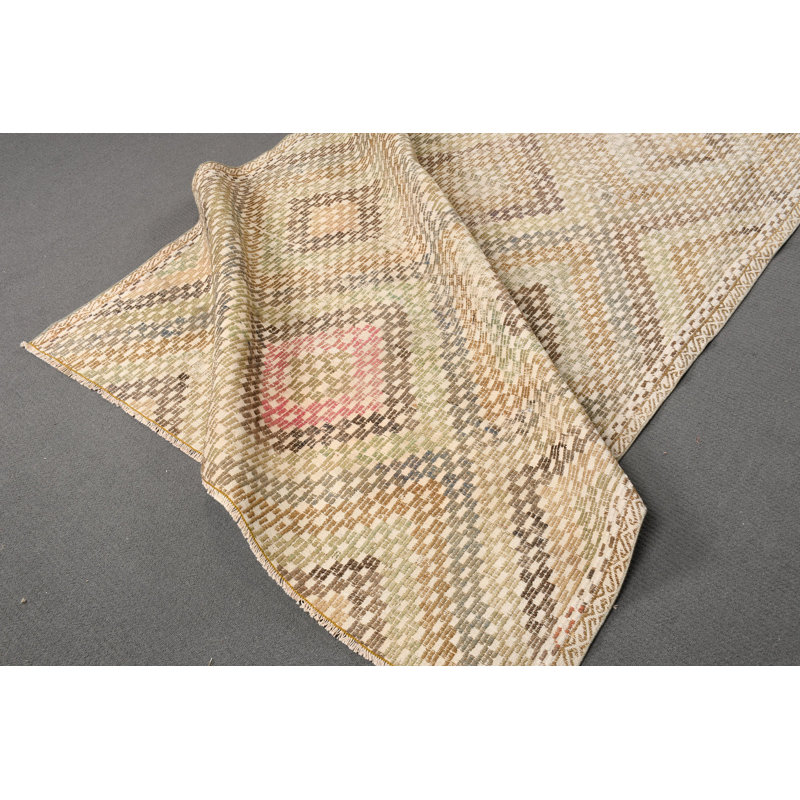 Grand tapis kilim turc Anatolian rétro vert avec motif de broderie Oushak complexe