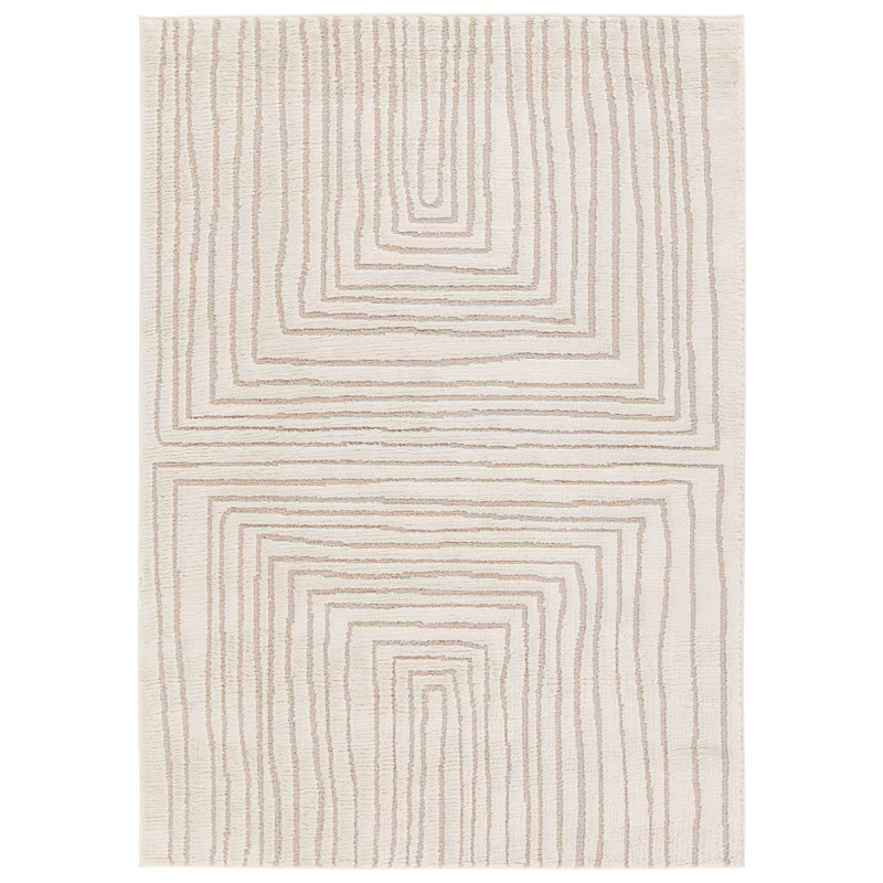 Tapis rayé ivoire / beige Quillan, Rectangle 7 pi 6 po x 10 pi
