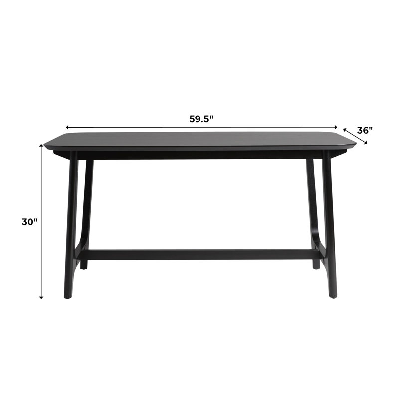Marrisha 59.5" Trestle Dining Table, Black Ash