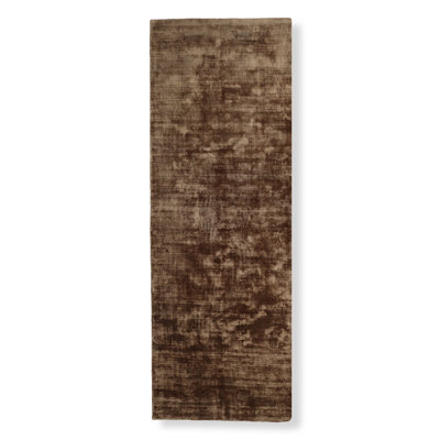 Tapis brun en soie tissé à la main Lux