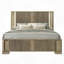 1Pc Bed With LED Light Headboard Solid Wood Rustic Bedroom Furniture-956704225