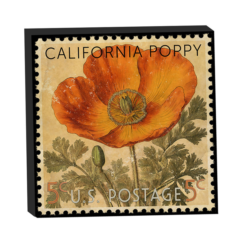 California State Flower Poppy Postage Stamp by Grotto Studios