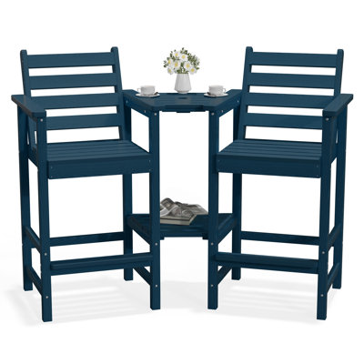 Chaises Adirondack d'extérieur à hauteur de bar (ensemble de 2) avec plateaux amovibles, PEHD toutes saisons pour patio, terrasse et piscine