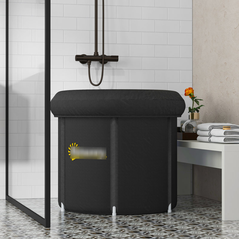 79 Gallon Portable Cold Plunge Tub, For Athletes With Wasp Cover And Carry Bag, Black Water Therapy