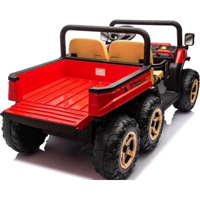 24V Kids Electric Truck with 4x35W Motors, 24V 7AH Battery, 2-5 MPH, Remote Control, Music Player, Automatic Truck Bed