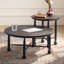 Ensemble de tables basses rondes en bois massif noir Retro