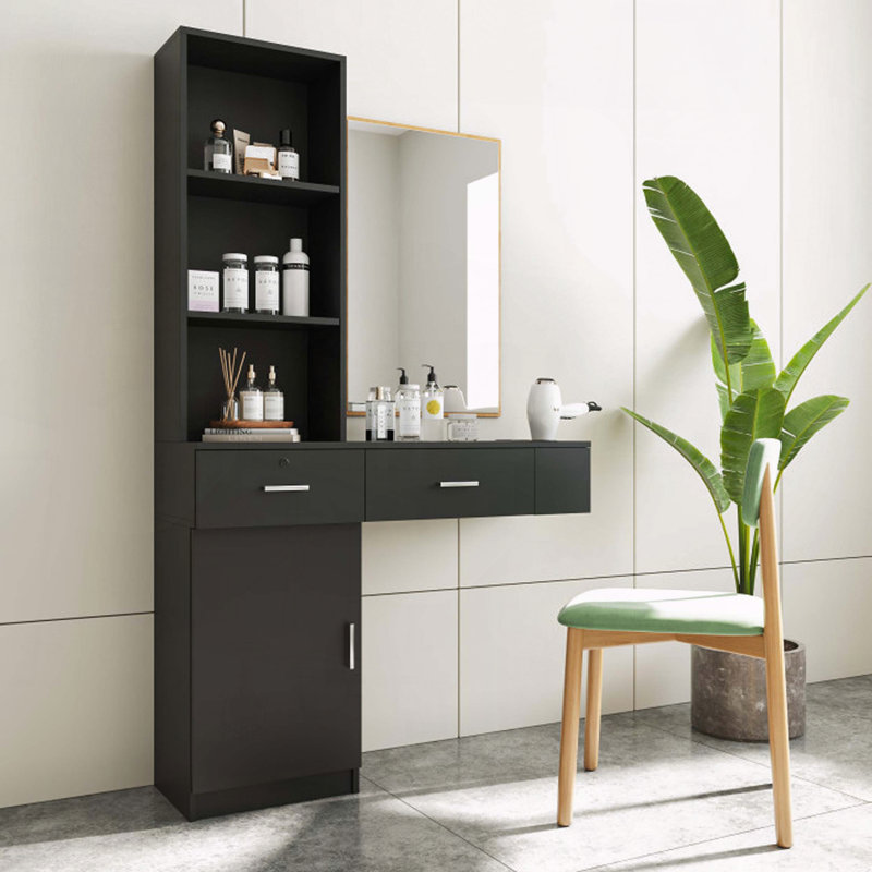 Multi-Layer Storage Hair Desk with Large Storage Space, Black
