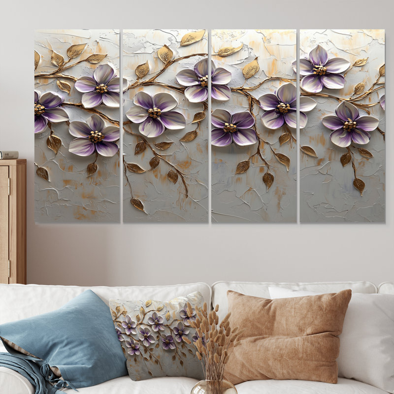 Ensemble d'illustrations murales lilas - lilas, H 28 po x l 48 po
