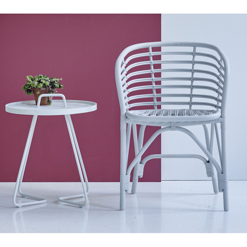 On-the-Move Outdoor Round Side Table, 14.6", White