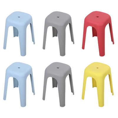Paquet de 6 tabourets empilables en plastique pour l'école, tabourets gigognes colorés de 17 pouces de hauteur, tabouret portatif sans dossier pour les étudiants en classe, chaises à sièges flexibles pour le bureau d'école