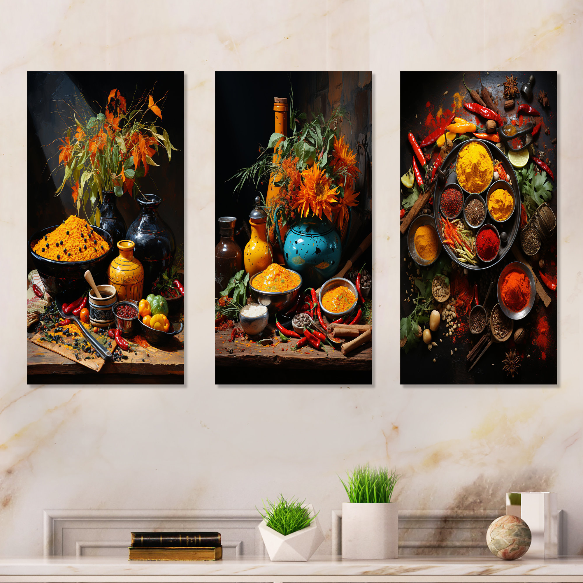 Dakota Fields Indian Art Spices Of India I Boho Pottery Metal Wall