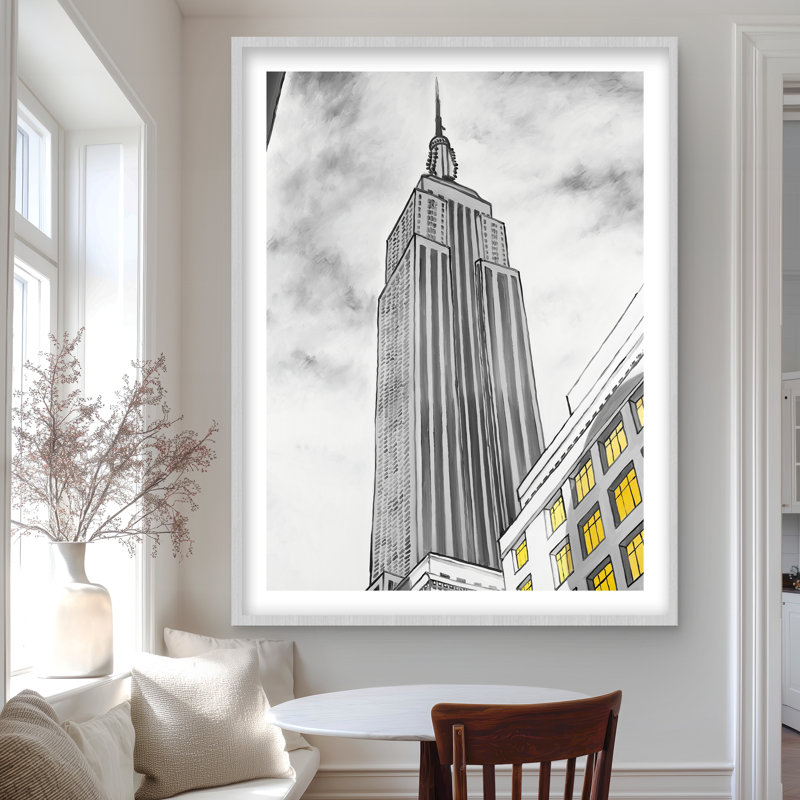 Contour de l'Empire State Building, impression encadrée grise