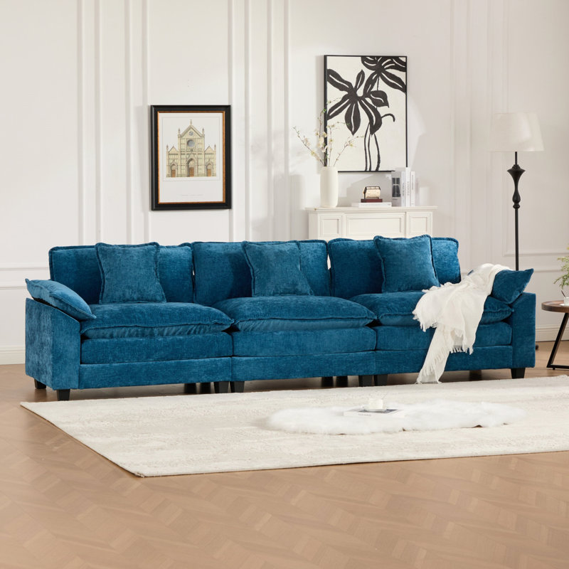 Accoudoir plus large avec 3 sièges (le repose-pieds n'est pas inclus), Bleu