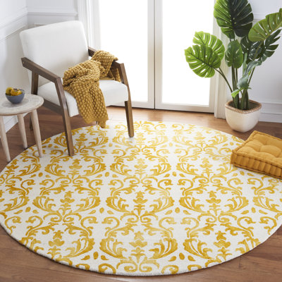 Tapis en laine / coton touffeté à la main Berman en ivoire / or