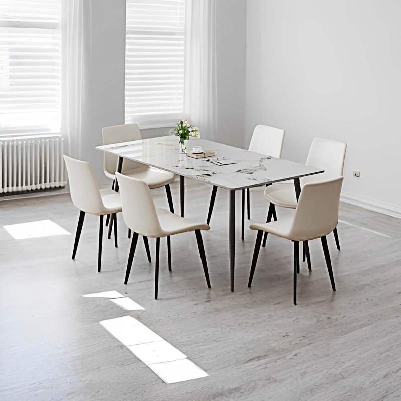 Upholstery Dining Chairs Set Of 4, Cream, 4