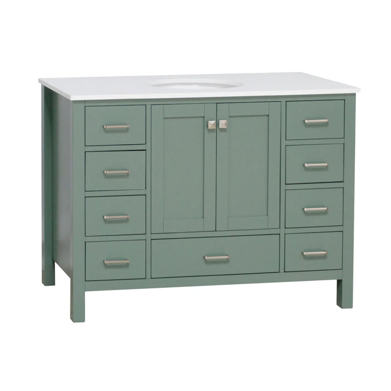 Ensemble de meuble-lavabo simple 48 po Claudett, Vert sauge, Blanc d'ingénierie