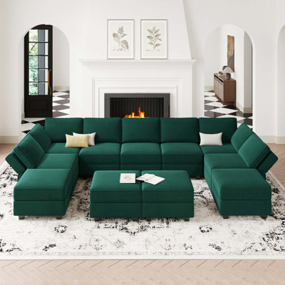 Wylodene 143'' U-Shaped Modular Velvet Sectional Upholstered Storage Sofa