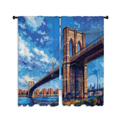 Bridge Urban Bathroom Room Darkening Curtain Pair