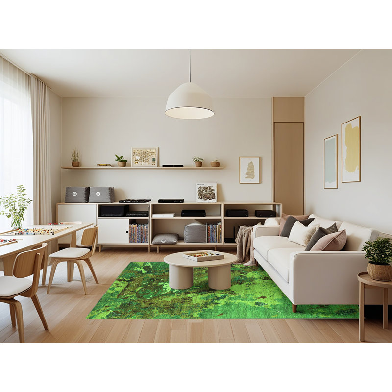Washable Abstract Indoor Rug, Rectangle 7' x 9'