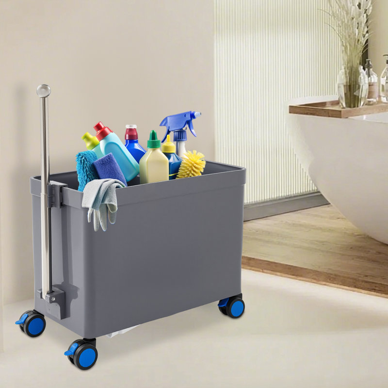 Floor Mop Sink, Multi-Functional Mop Sink With Wheels, Mop Sink With Retractable Handrail