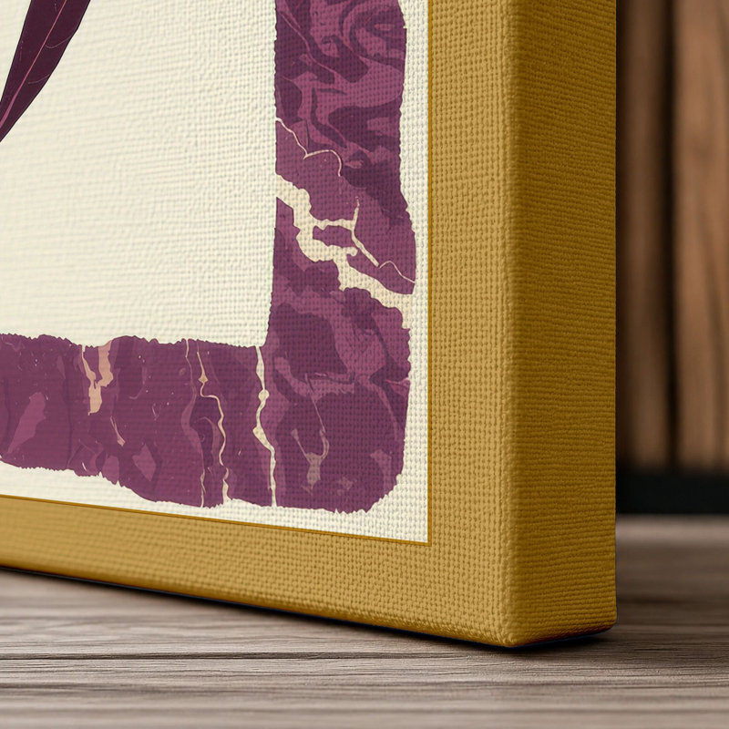 Framed Purple Bloom Botanical - Wrapped Canvas, 24x16 - 61.0 x 40.6 cm, Ochre Border