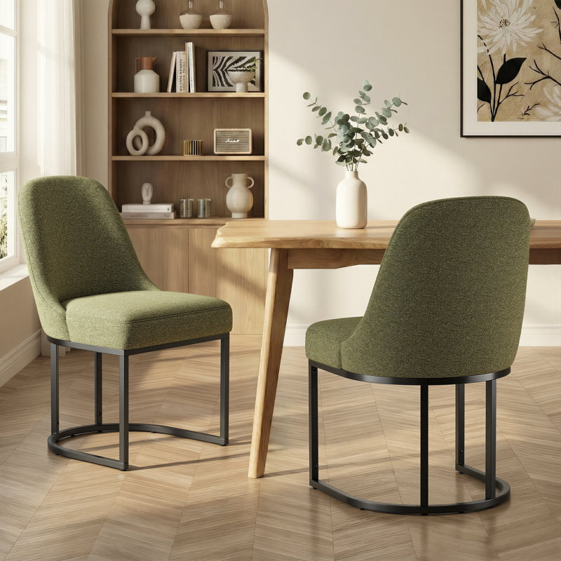 Chaise de salle à manger rembourrée Modern, Vert
