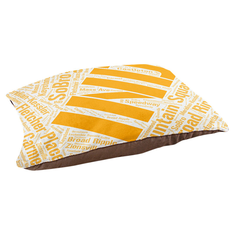Coussin de chien « districts », Moyen (H 9,5 po x l 28 po x P 18 po), Orange, Indianapolis