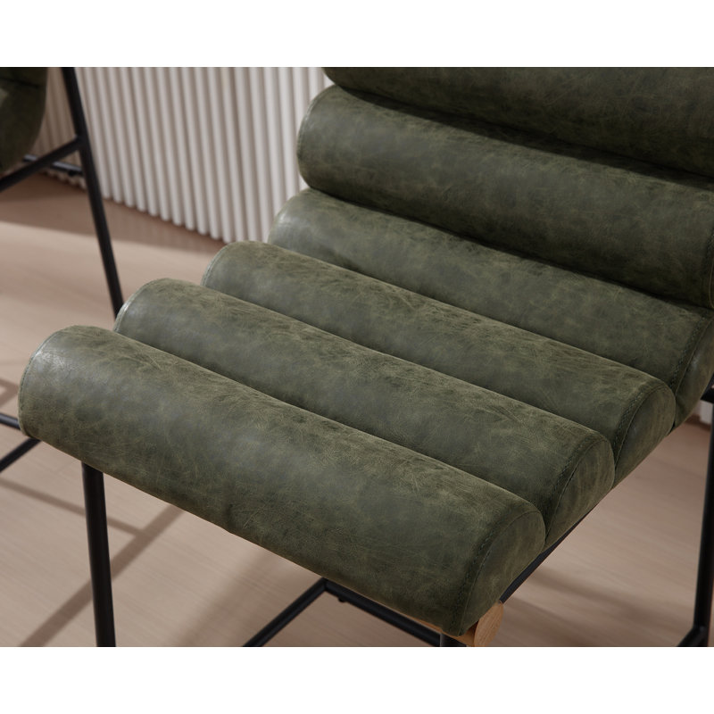 Tabouret de comptoir rembourré de 25 po avec structure en métal Mutsuo, Vert
