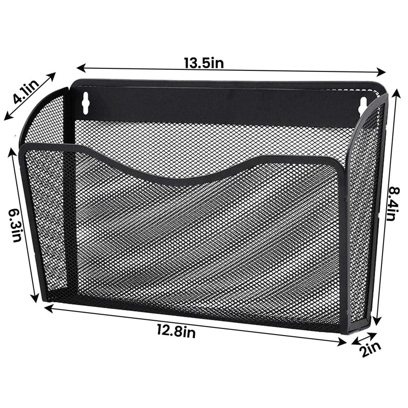 6-Pack Wall File Organizer – Mesh Metal Vertical Hanging File Holder for Office/Home