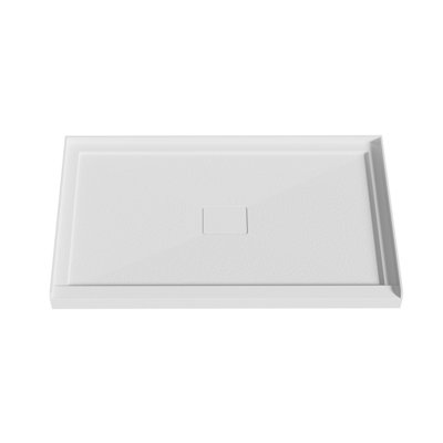 Base de douche en acrylique 60 po x 60 po à seuil simple blanc, bac de douche en alcôve pour salle de bain avec bonde centrale et couvercle de bonde