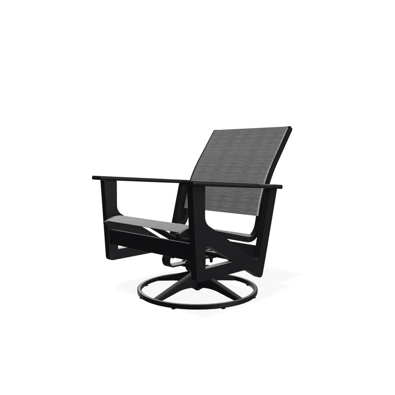Wexler Swivel Outdoor Lounge Chair, Black, Collect Charcoal