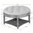 Large Round Waterproof Ottoman Coffee Table 2 Tier Oversized Button Tufted Ottoman With Wooden Shelf Storage Farmhouse Upholstered Coffee Table Living Room Footstool Ottoman Linen-1415090589