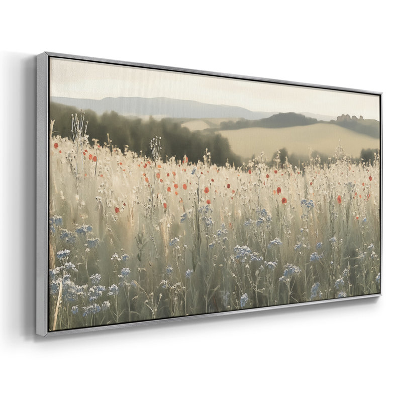 Botanical Series-CCXVI- Toile tendue avec châssis tendue - Prêt à accrocher, H 17 po x l 33 po, Argent argent