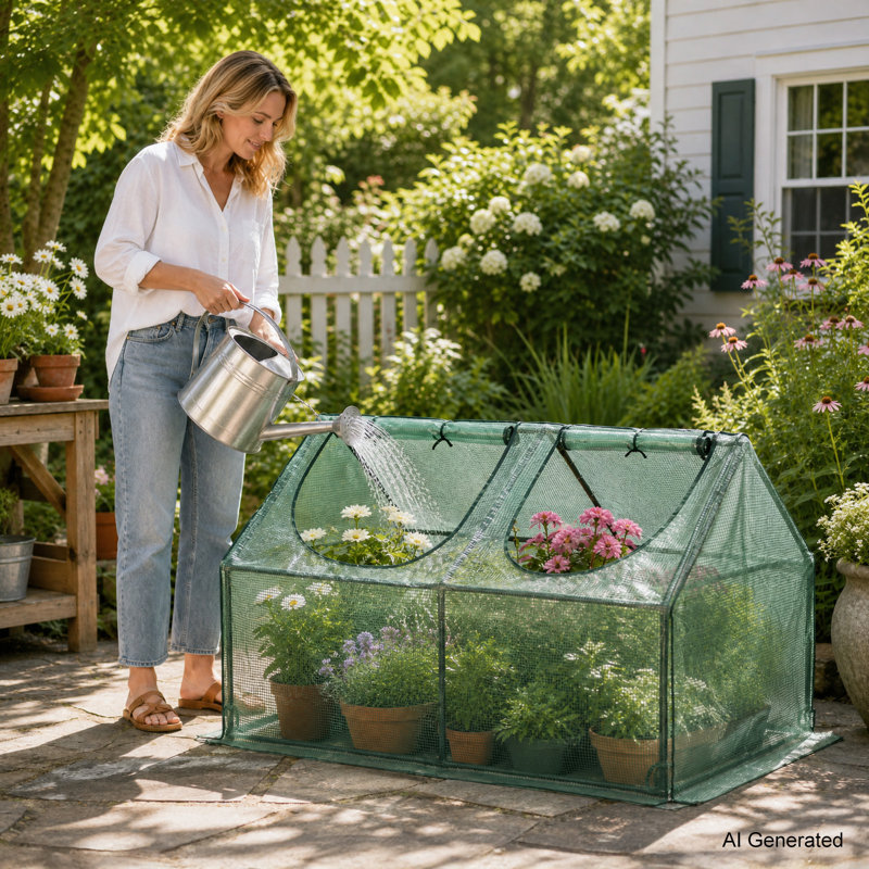 Aoodor Outdoor Mini Greenhouse, Green, 36" H x 72" W x 36" D