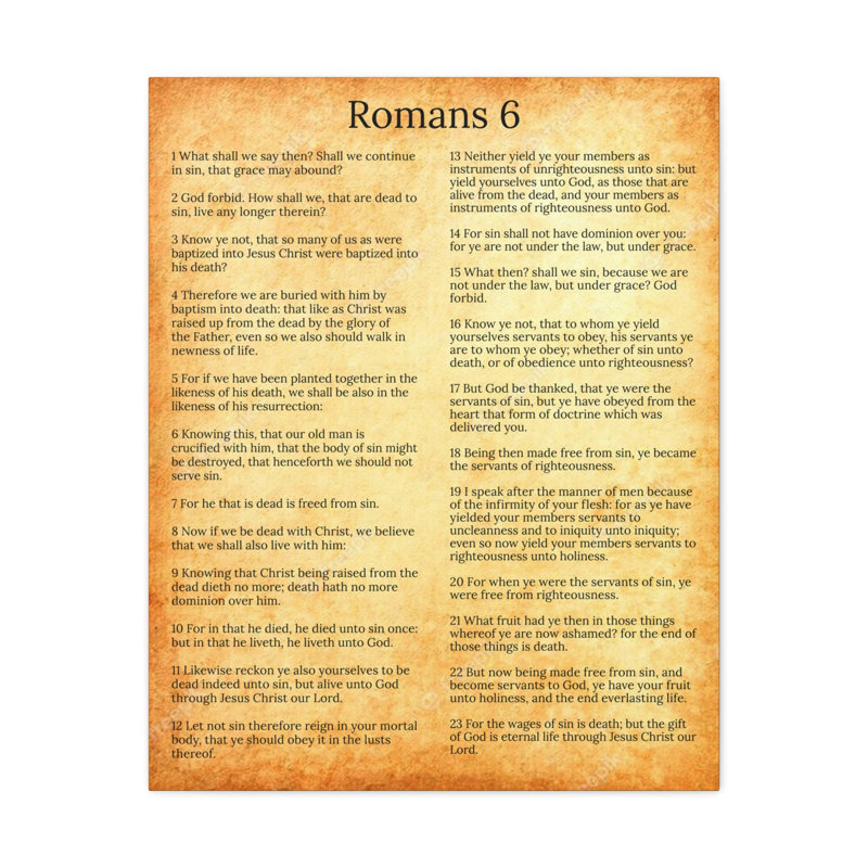 Roman 6 Sanctification, impression d'art mural chrétien doré, H 24 po x l 18 po