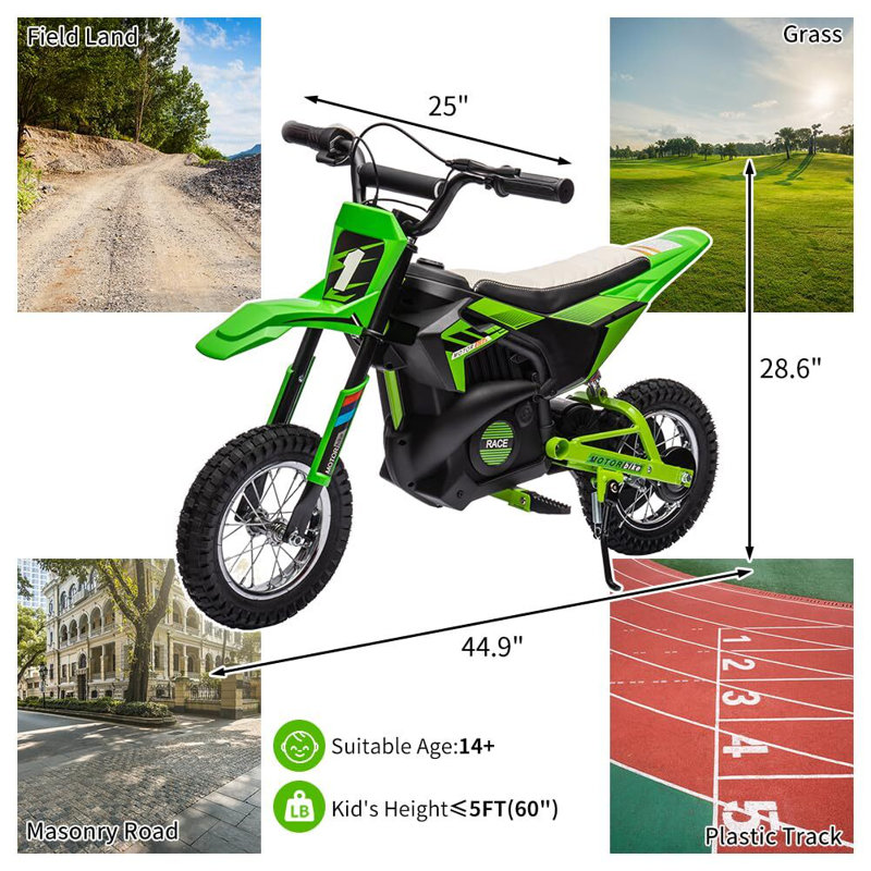 Moto électrique 24V 7AH pour enfants, Vert