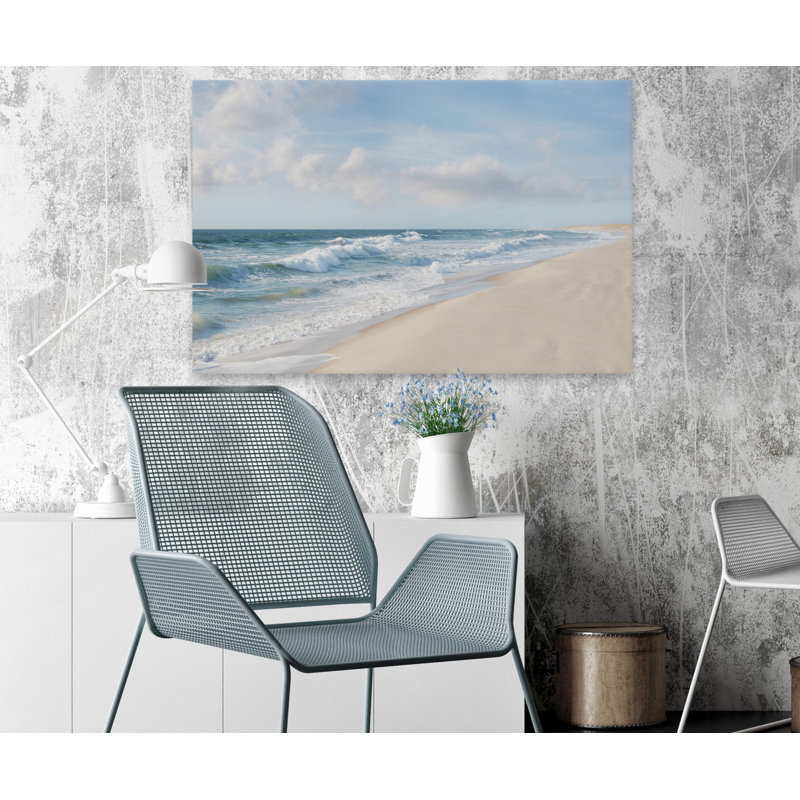 Shore And Waves by Parvez Taj - Wrapped Canvas Painting, 66cm H x 101cm W x 2cm D