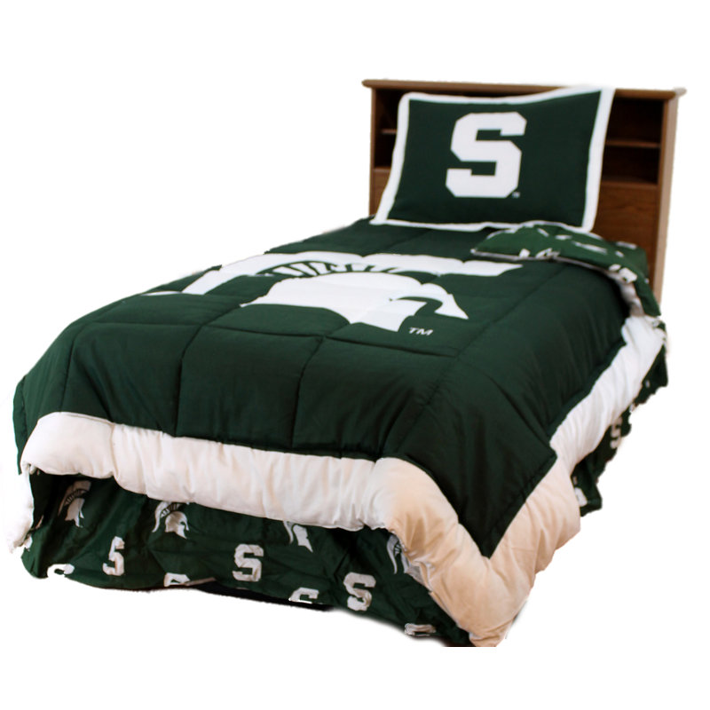 NCAA Sateen Comforter, Twin Comforter + 1 Standard Sham, Michigan State