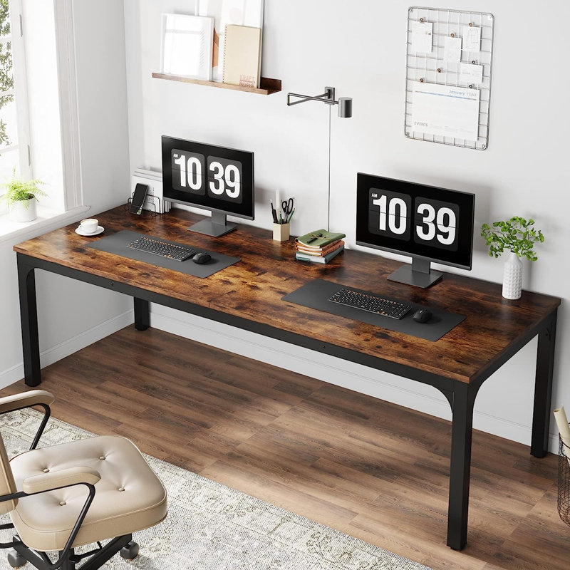 Bureau d'ordinateur l 78,8 po Alyzia, Brun rustique / noir