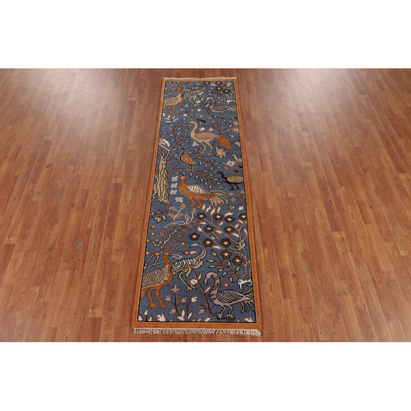 Tapis de couloir indien animaux bleu Ziegler