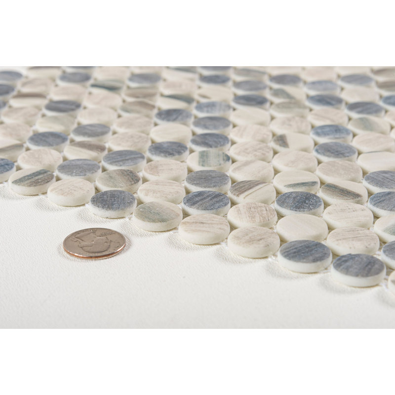 Dexo 1" Glass Penny Round Mosaic Kitchen Backsplash, Bathroom, Shower, Pool, Wall and Floor Tile, Rei