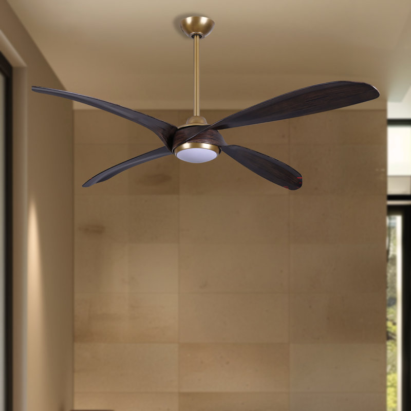 Mortyn 60" Led Indoor/outdoor Ceiling Fan, Brass, Espresso Wood
