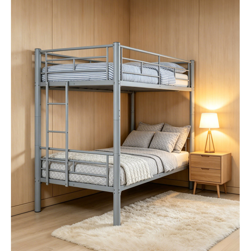 Twin Over Twin Metal Bunk Bed Frame With Ladders And Guardrail,convertible Bunk Beds,heavy Duty Solid Metal Bunk Bed For Kids,teens,adults,space Saving
