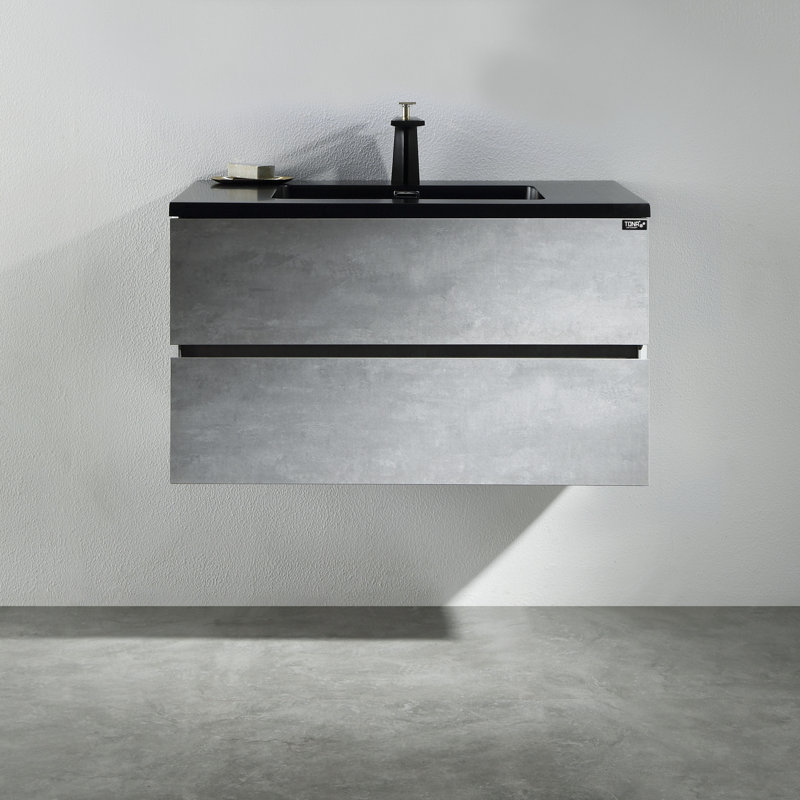 Oliwia Cement 29.5" Wall-Mounted Single Bathroom Vanity