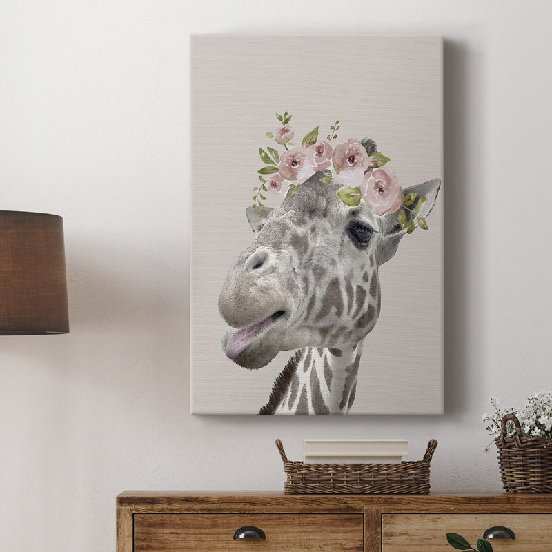 Peek a Boo Giraffe I - Impression sur toile tendue, H 48 po x l 32 po x P 1 po