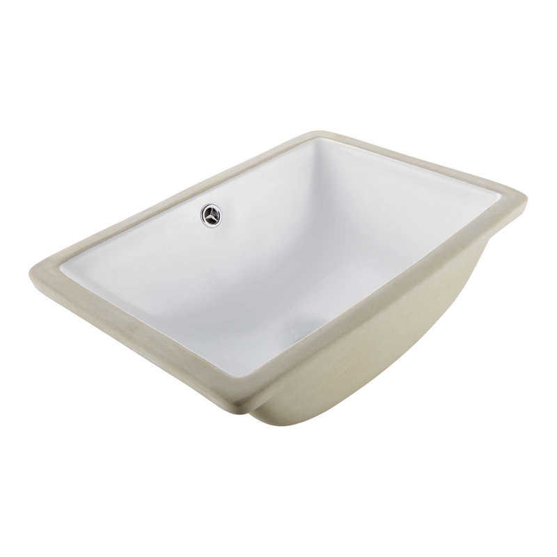 Lavabo pour salle de bain encastré, lavabo vasque rectangulaire en céramique blanche 18,11 x 12,99 pouces avec trou de trop-plein, lavabo sous comptoir dans un lavabo de salle de bain moderne, petit espace rectangulaire
