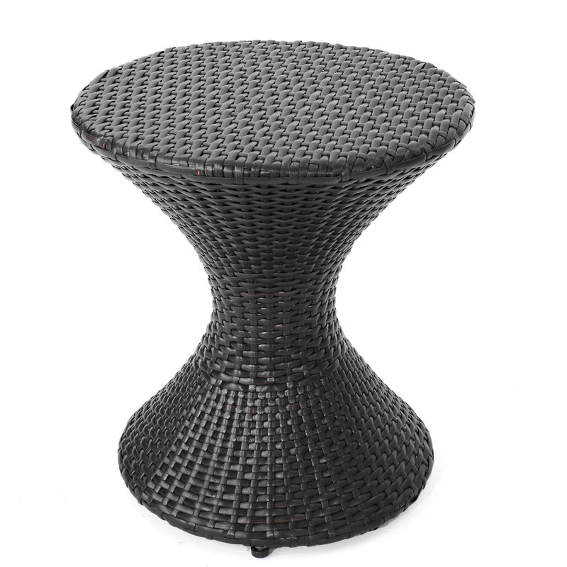 Outdoor 16-Inch Multi-Brown Wicker Hourgla Side Table