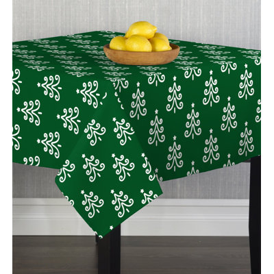Chriopher Christmas Trees on Tablecloth