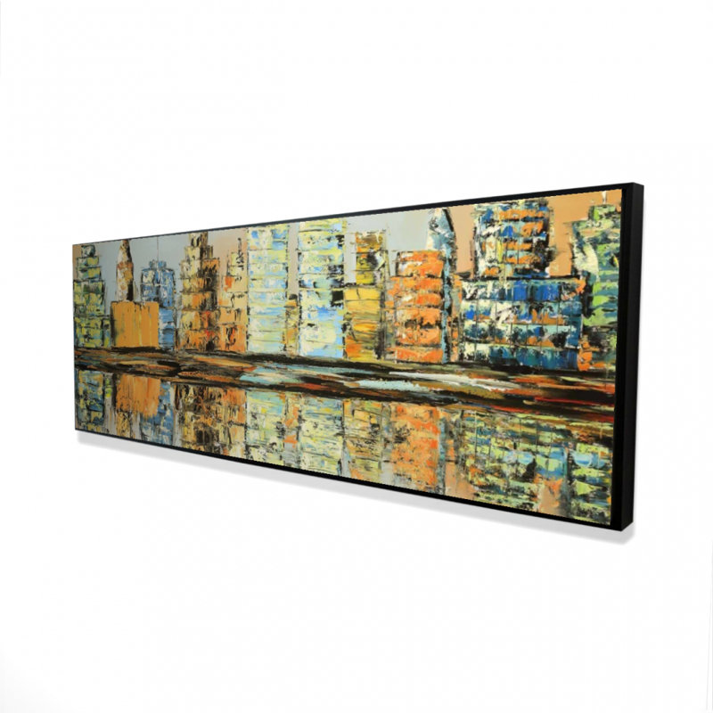 Art sur toile, "Reflections of a Colorful City - Orange"