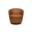 Fauteuil d'appoint pivotant en cuir véritable italien avec base en bois, entièrement assemblé-128500598